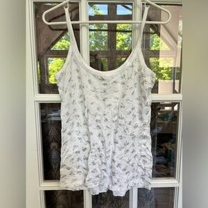White Tank Top with Silver Palm Trees